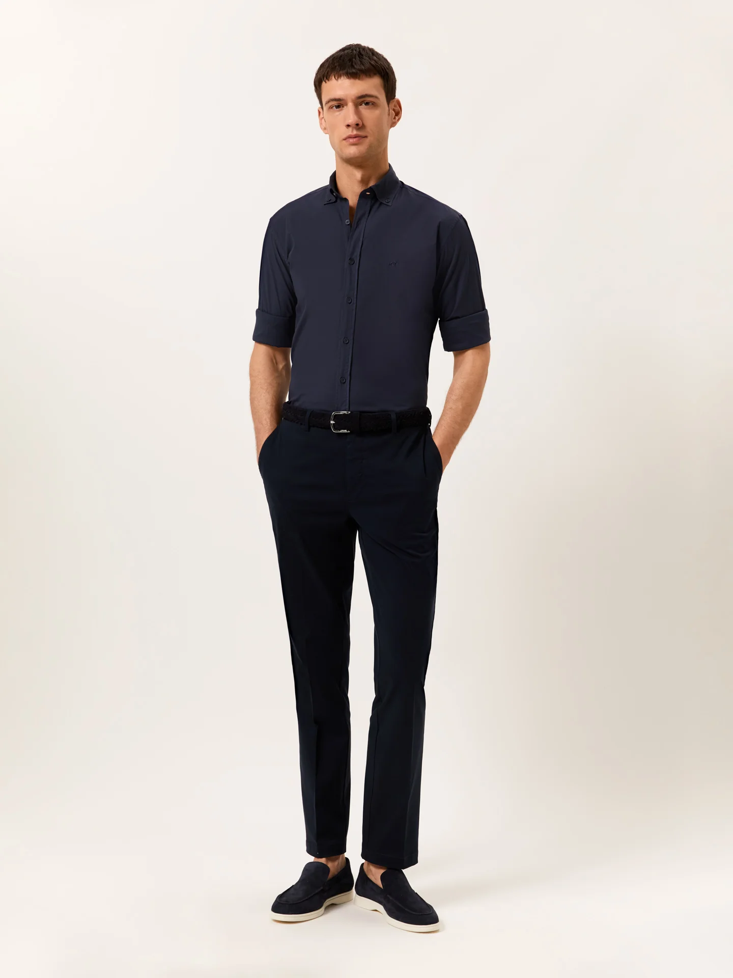Slim Fit Casual Trousers in Comfort Cotton - Image 5