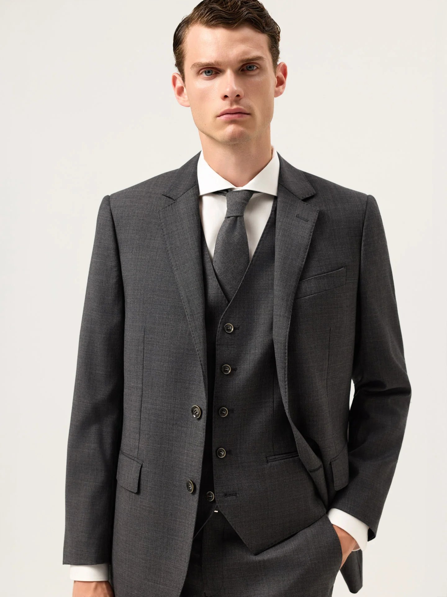 Slim Fit Checked Wool 3-Piece Suit - Image 2
