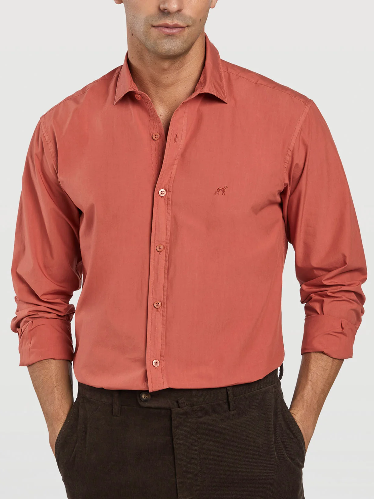 Slim fit comfort poplin garment dye shirt - Image 8