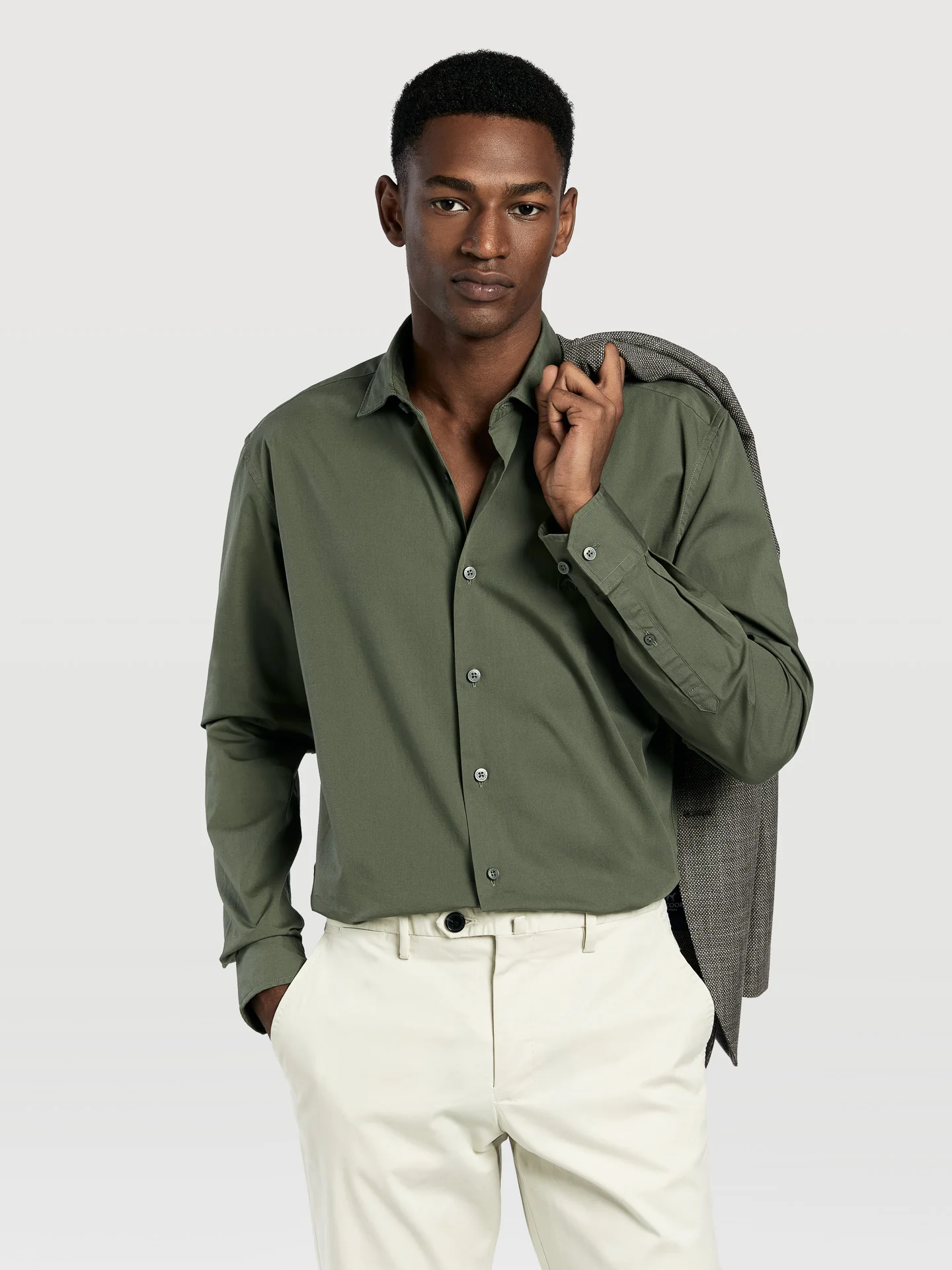 Slim fit comfort poplin garment dye shirt - Image 4