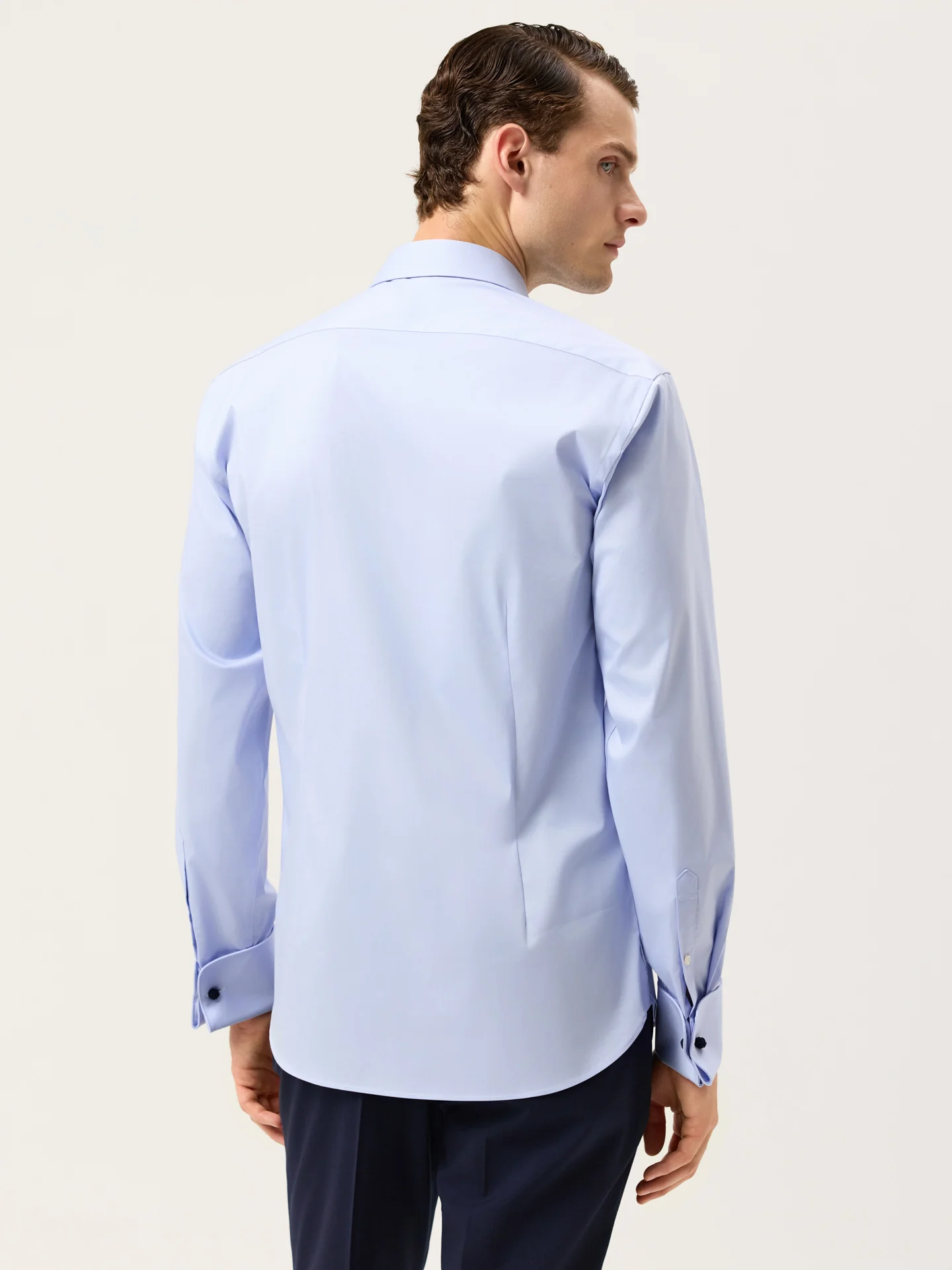 Slim Fit Cotton Stretch Travel Shirt With Dublin Collar And Double Cuff - Image 3
