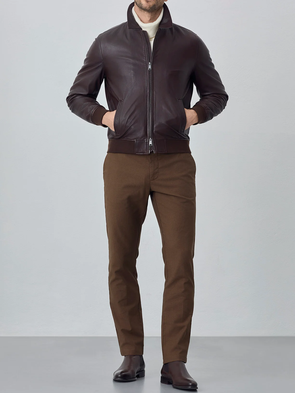Slim fit fancy structure garment dye chino trousers