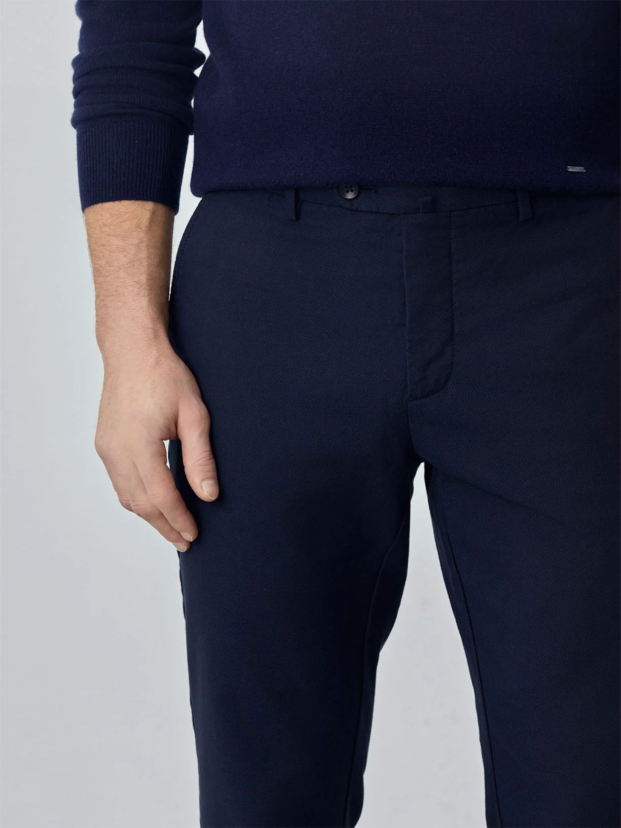 Slim fit fancy structure garment dye chino trousers - Image 7