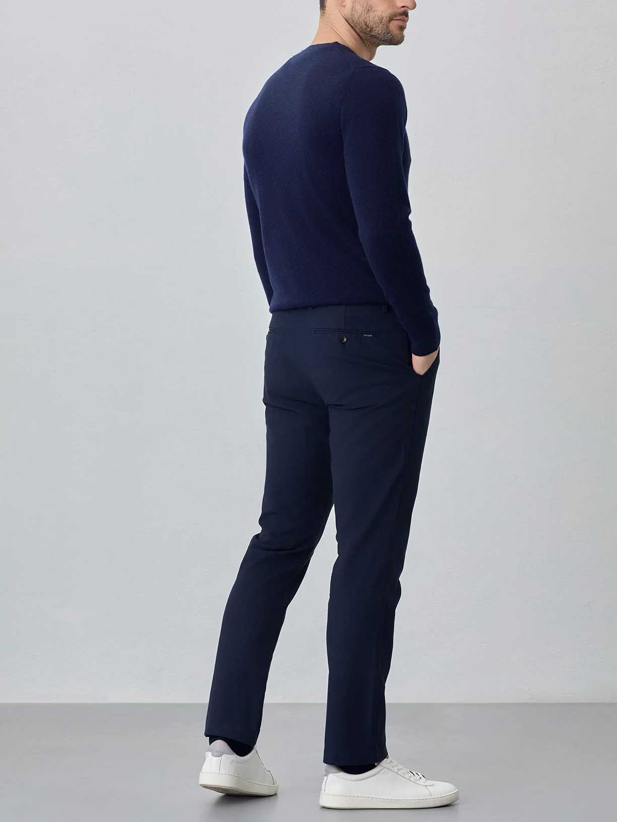 Slim fit fancy structure garment dye chino trousers - Image 8