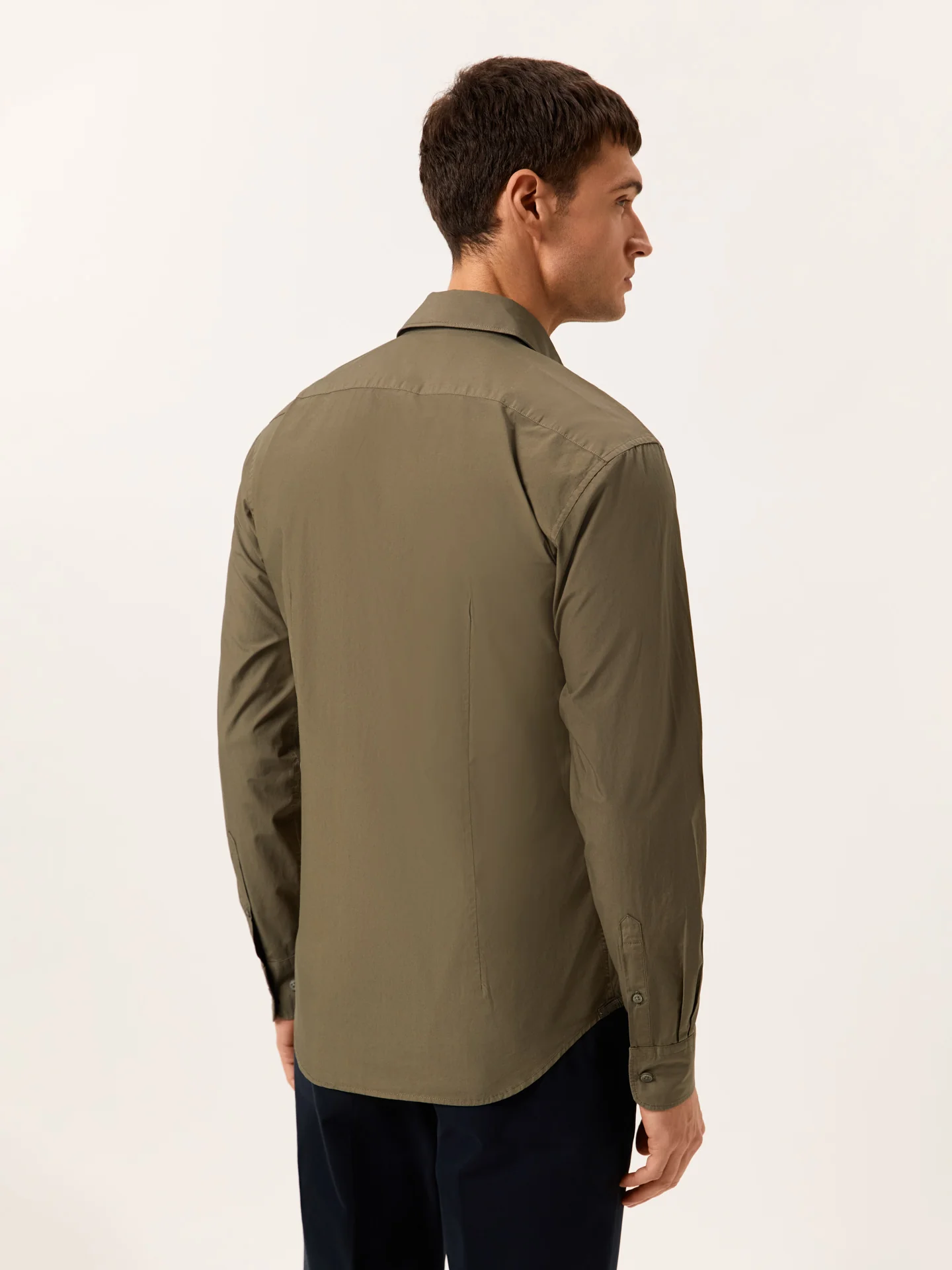 Slim Fit Garment Dye Poplin Open Shirt in Comfort Cotton - Image 4