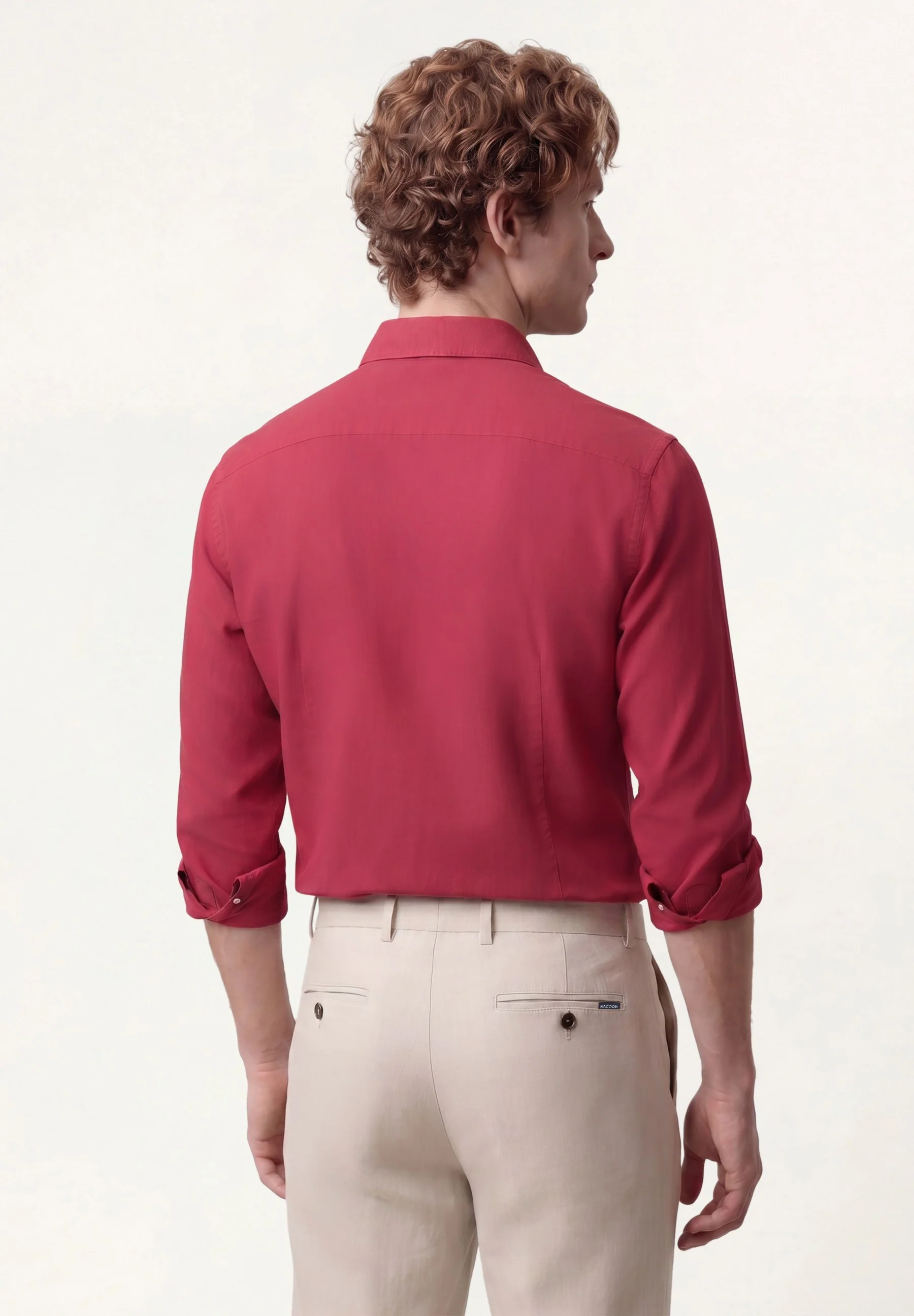 Slim Fit garment dyed Lyocell Linen Shirt with Open Collar - Image 17