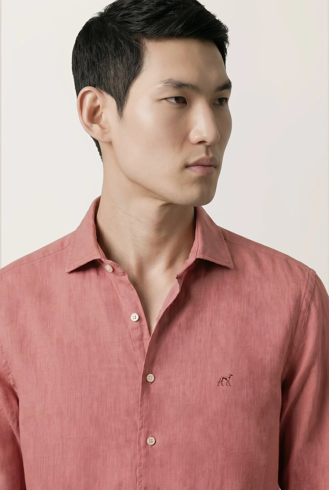 Slim Fit garment dyed Lyocell Linen Shirt with Open Collar - Image 20