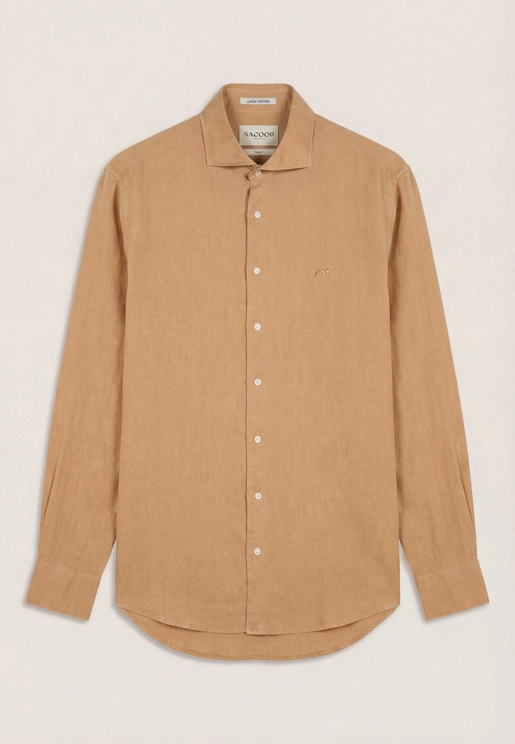 Slim Fit garment dyed Lyocell Linen Shirt with Open Collar - Image 4