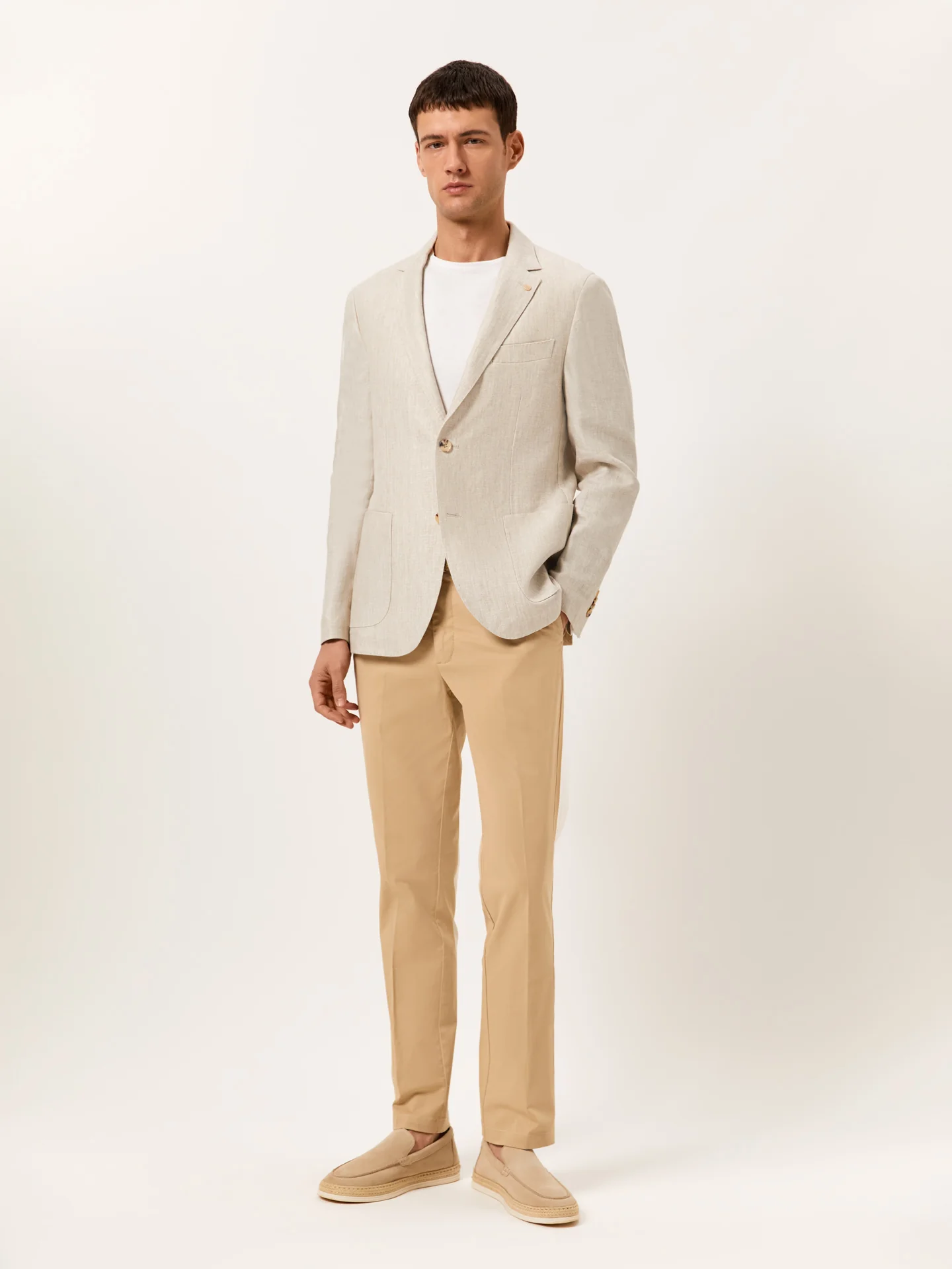 Slim Fit Herringbone 100% Linen Blazer