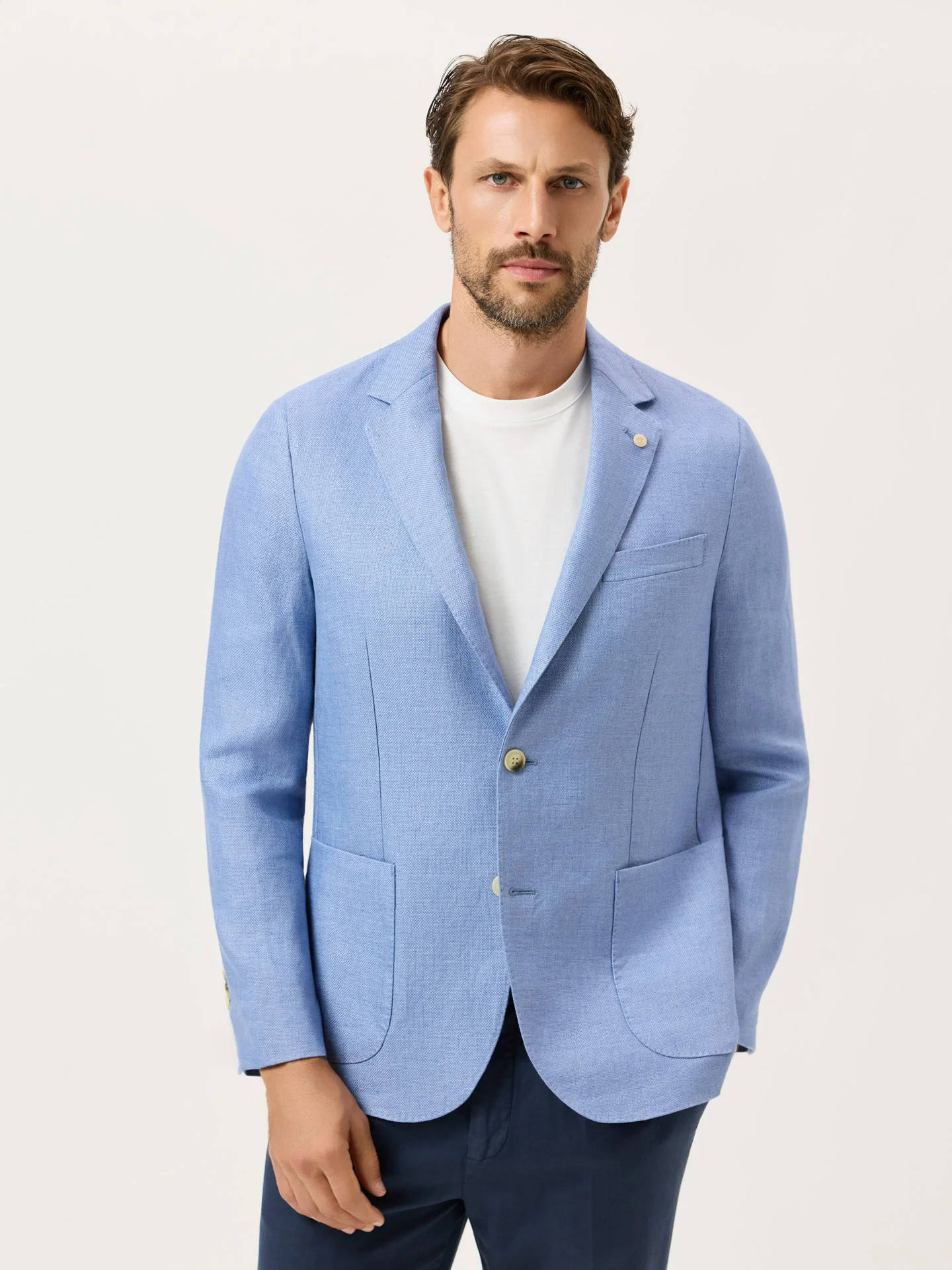 Slim Fit Herringbone 100% Linen Blazer - Image 2