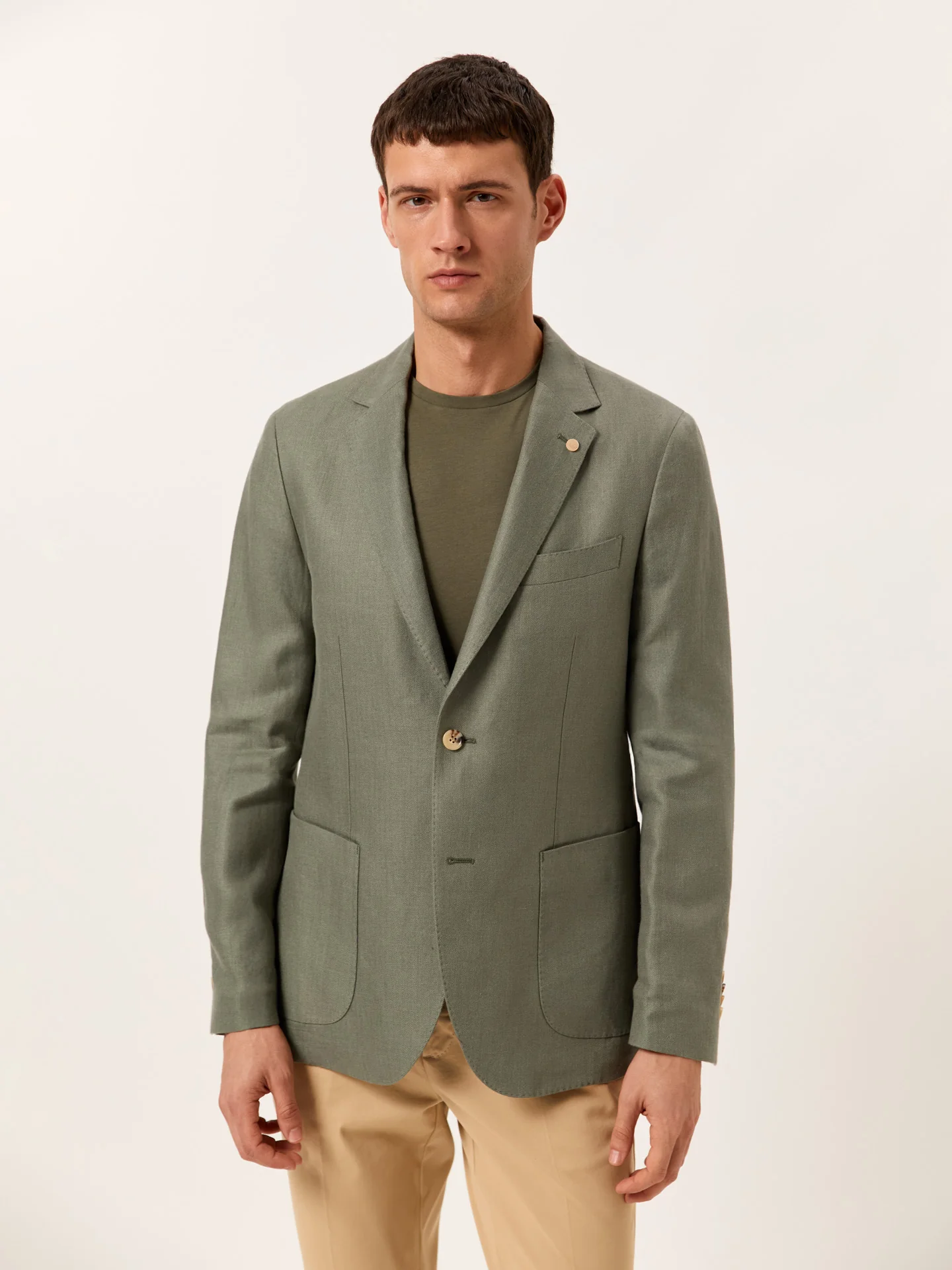 Slim Fit Herringbone 100% Linen Blazer - Image 3