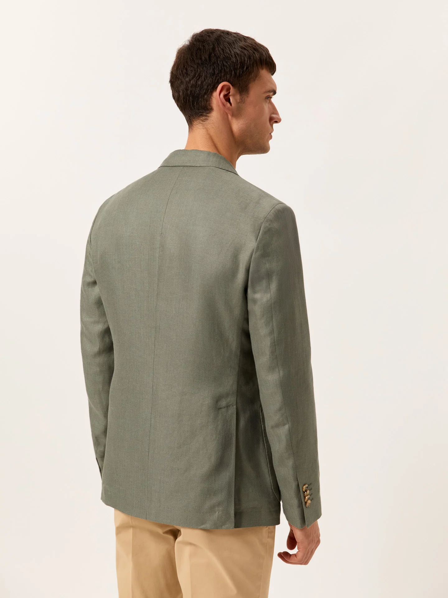 Slim Fit Herringbone Blazer in 100% Linen - Image 4