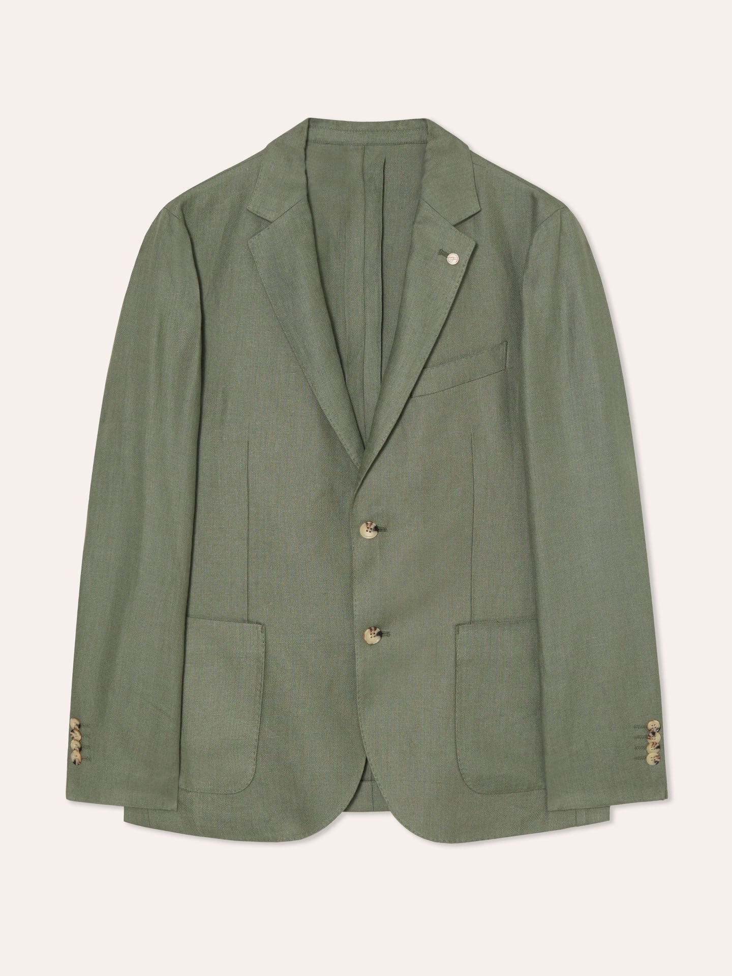 Slim Fit Herringbone Blazer in 100% Linen - Image 5