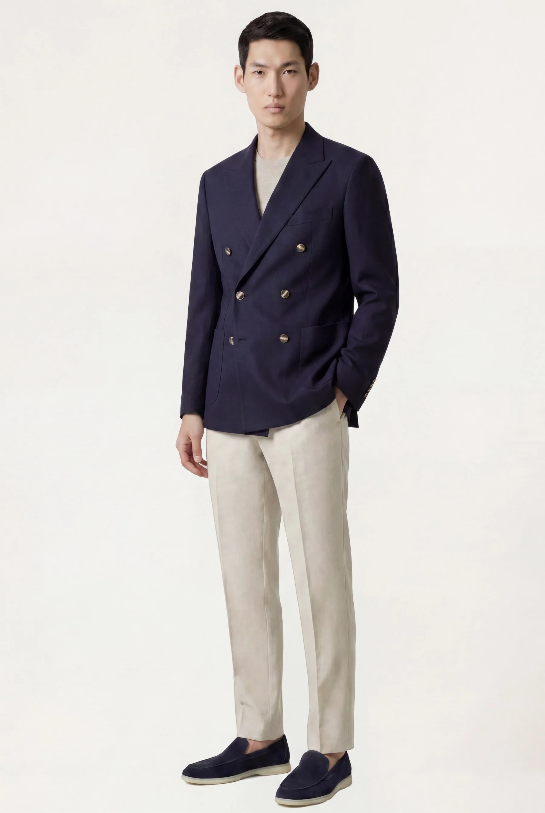 Slim fit Herringbone Pure Linen Blazer