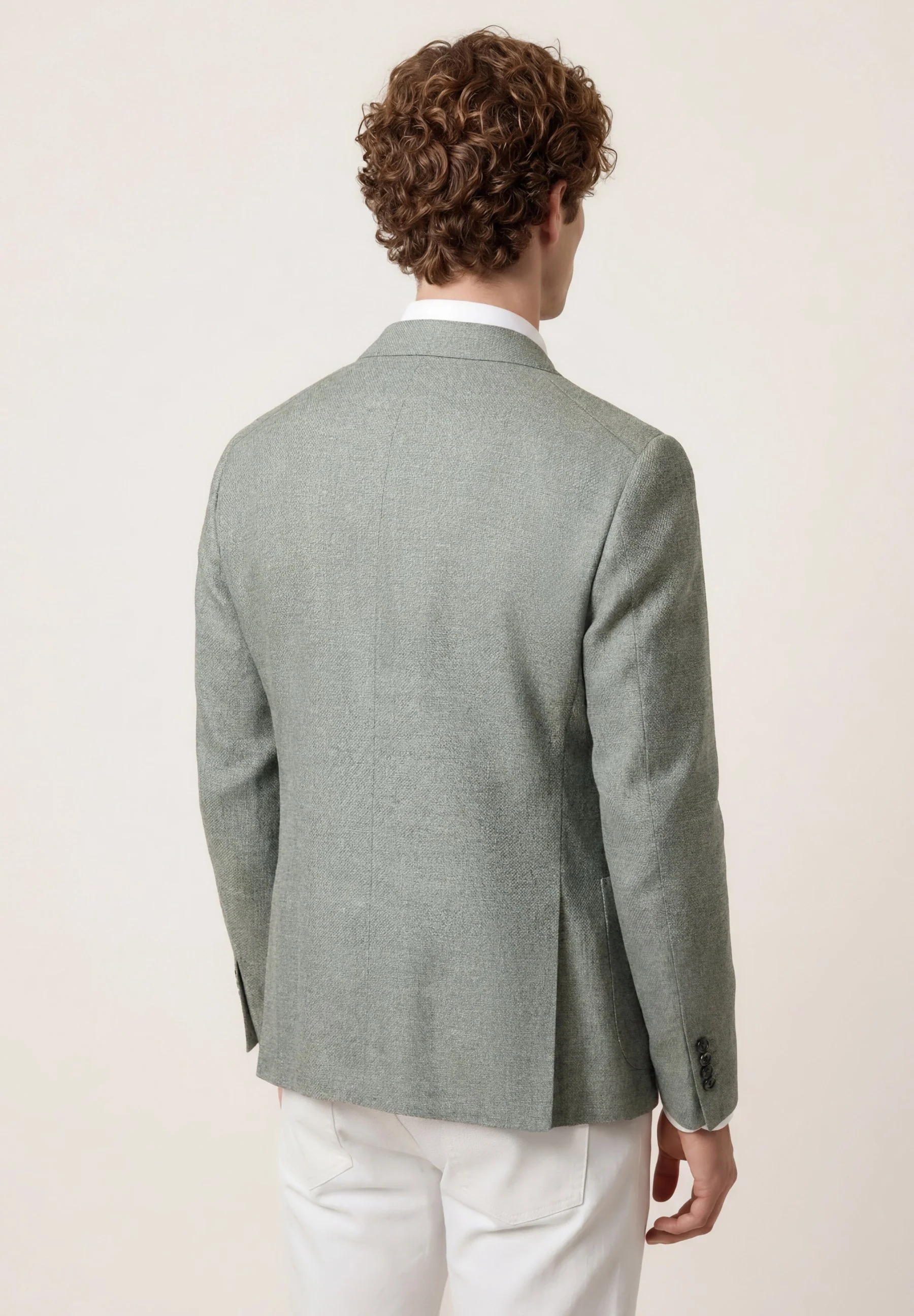 Slim fit Hopsack Linen blend Blazer - Image 3