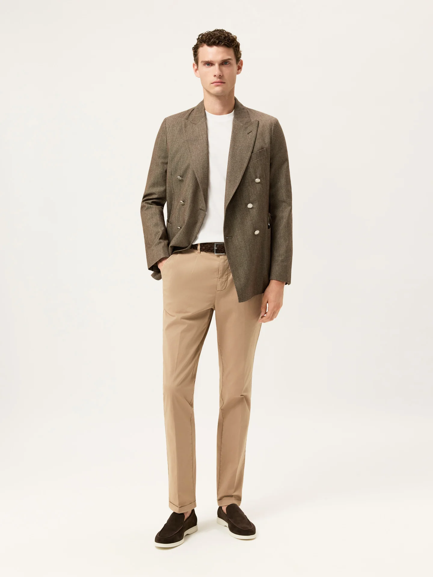 Slim Fit Light Twill Chino With Front Pleat And Garment Dye Finish