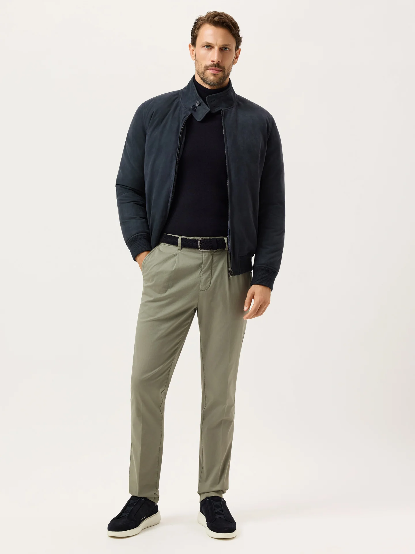 Slim Fit Light Twill Chino With Front Pleat And Garment Dye Finish - Image 10