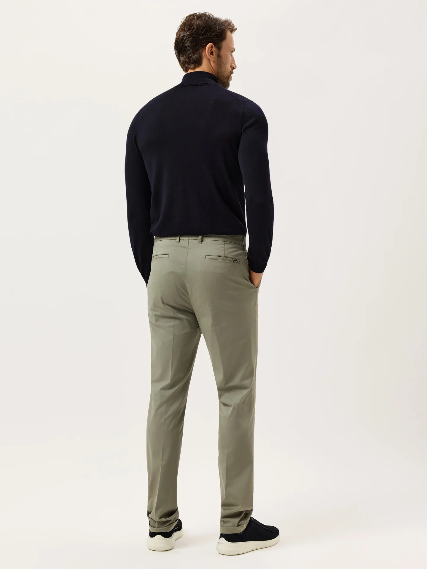 Slim Fit Light Twill Chino With Front Pleat And Garment Dye Finish - Image 12