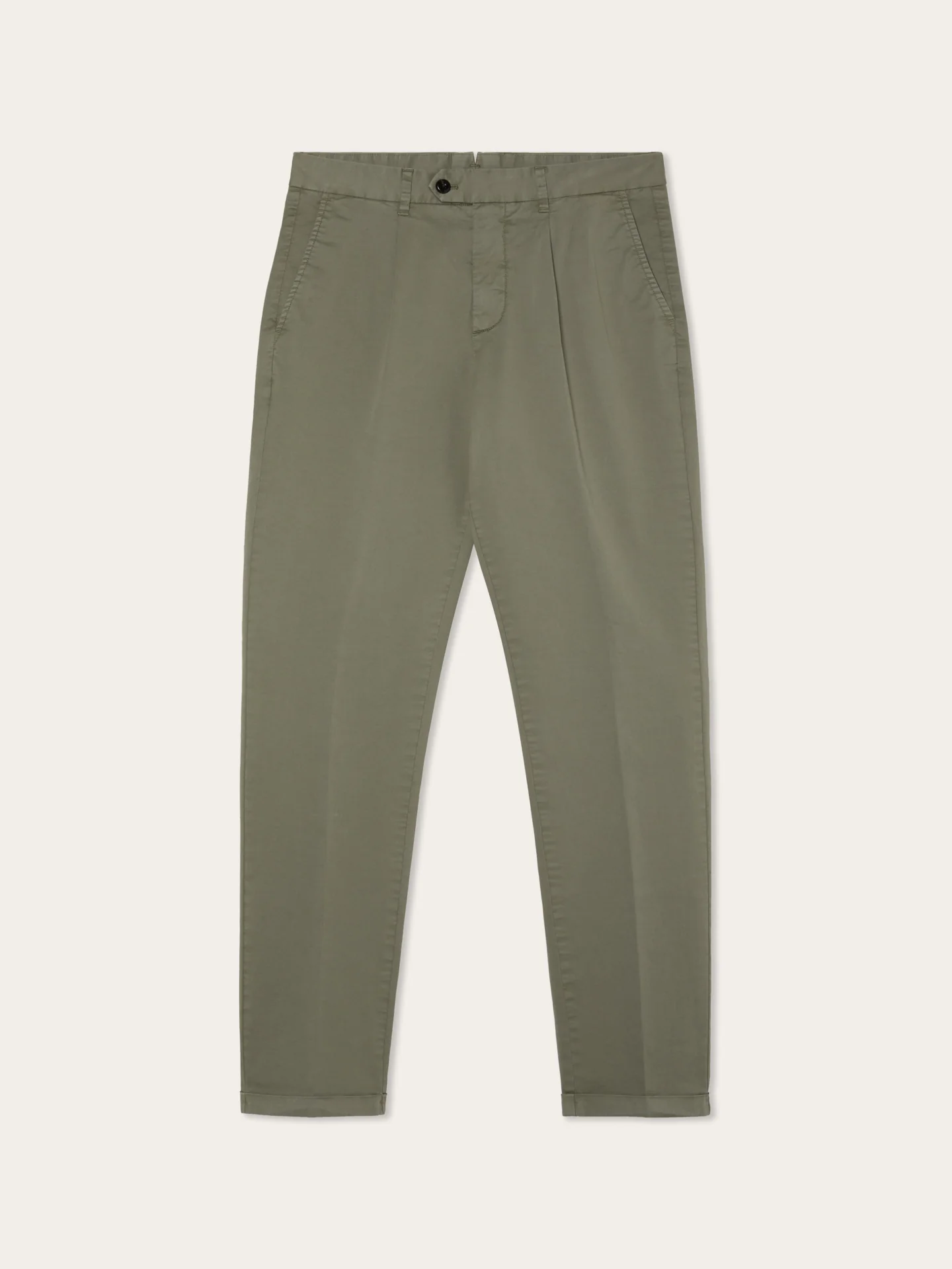 Slim Fit Light Twill Chino With Front Pleat And Garment Dye Finish - Image 13