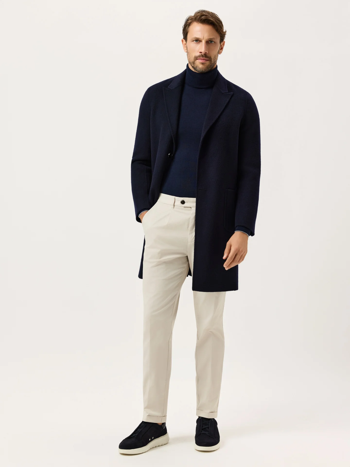 Slim Fit Light Twill Chino With Front Pleat And Garment Dye Finish - Image 14