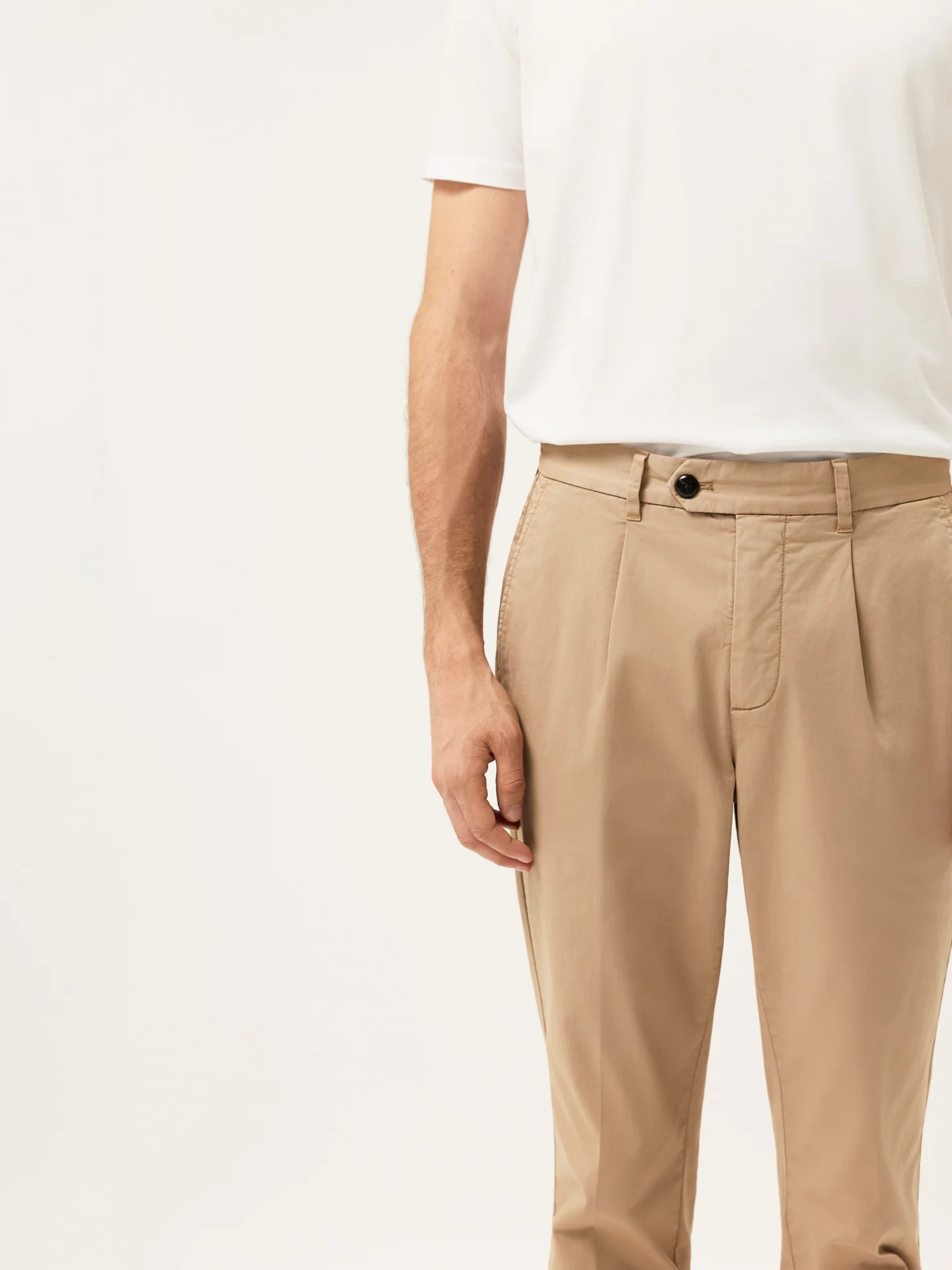 Slim Fit Light Twill Chino With Front Pleat And Garment Dye Finish - Image 4