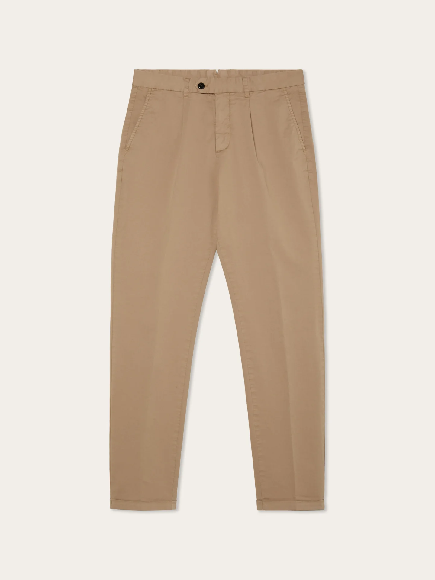 Slim Fit Light Twill Chino With Front Pleat And Garment Dye Finish - Image 5