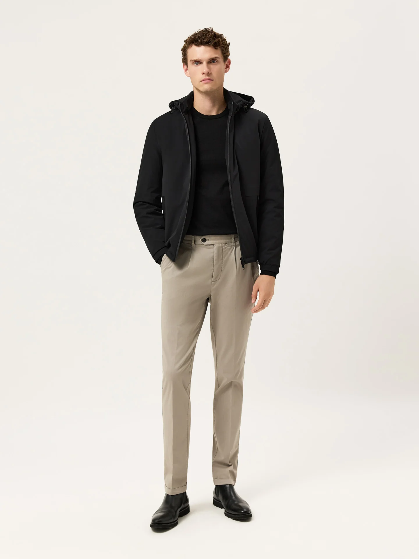 Slim Fit Light Twill Chino With Front Pleat And Garment Dye Finish - Image 6