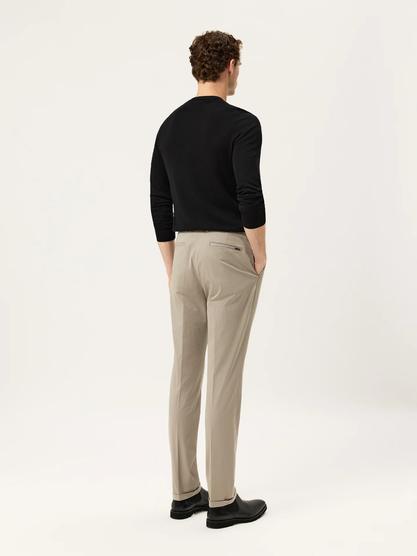 Slim Fit Light Twill Chino With Front Pleat And Garment Dye Finish - Image 7