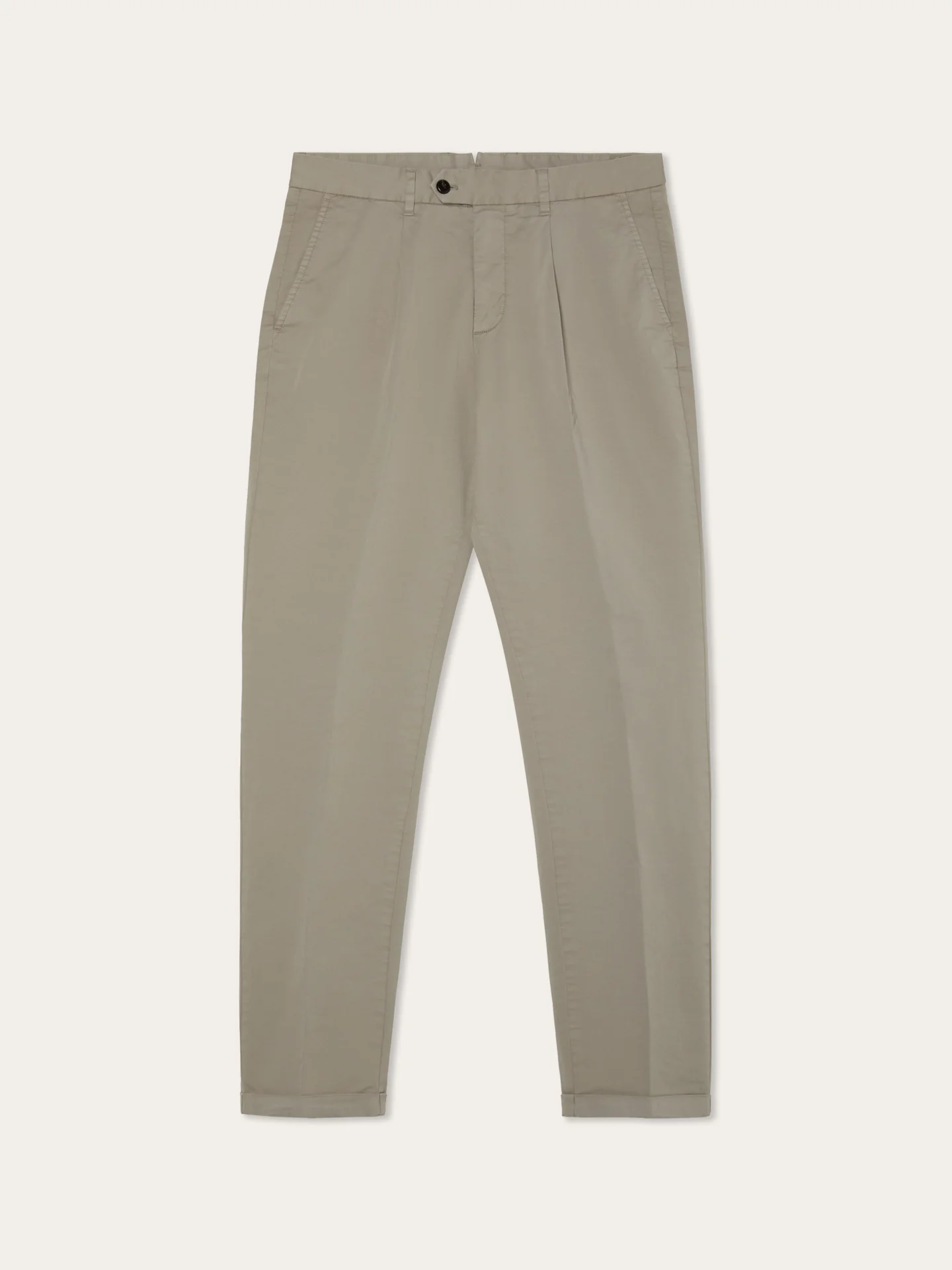 Slim Fit Light Twill Chino With Front Pleat And Garment Dye Finish - Image 9