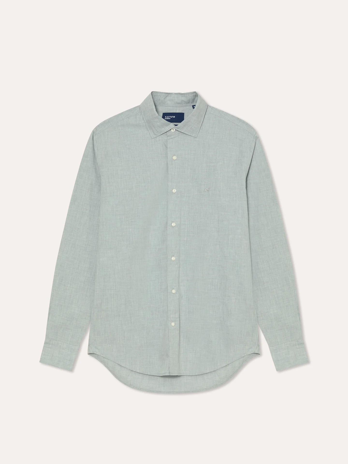 Slim Fit Mélange Cotton Shirt with Open Collar - Image 13