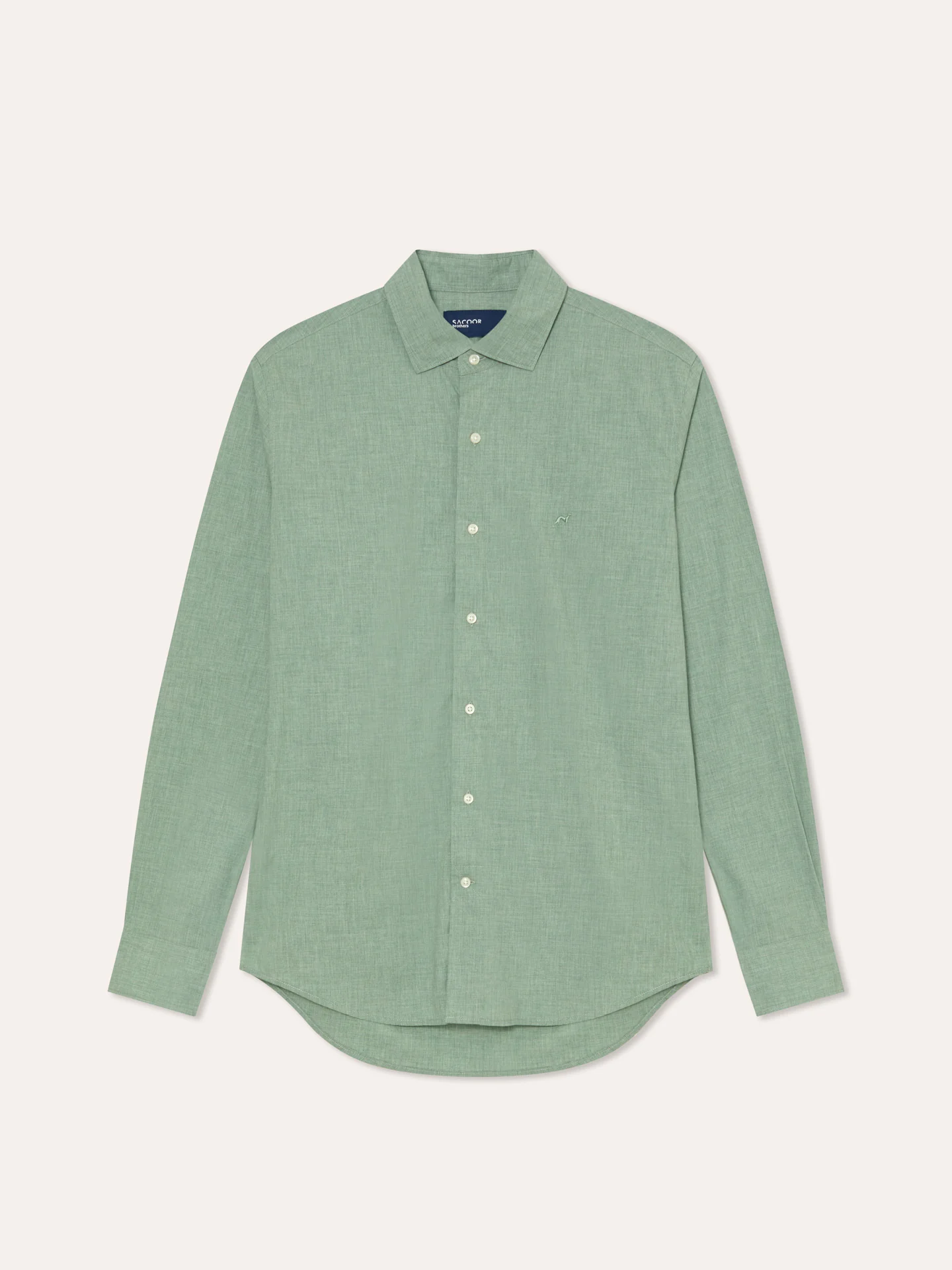 Slim Fit Mélange Cotton Shirt with Open Collar - Image 18
