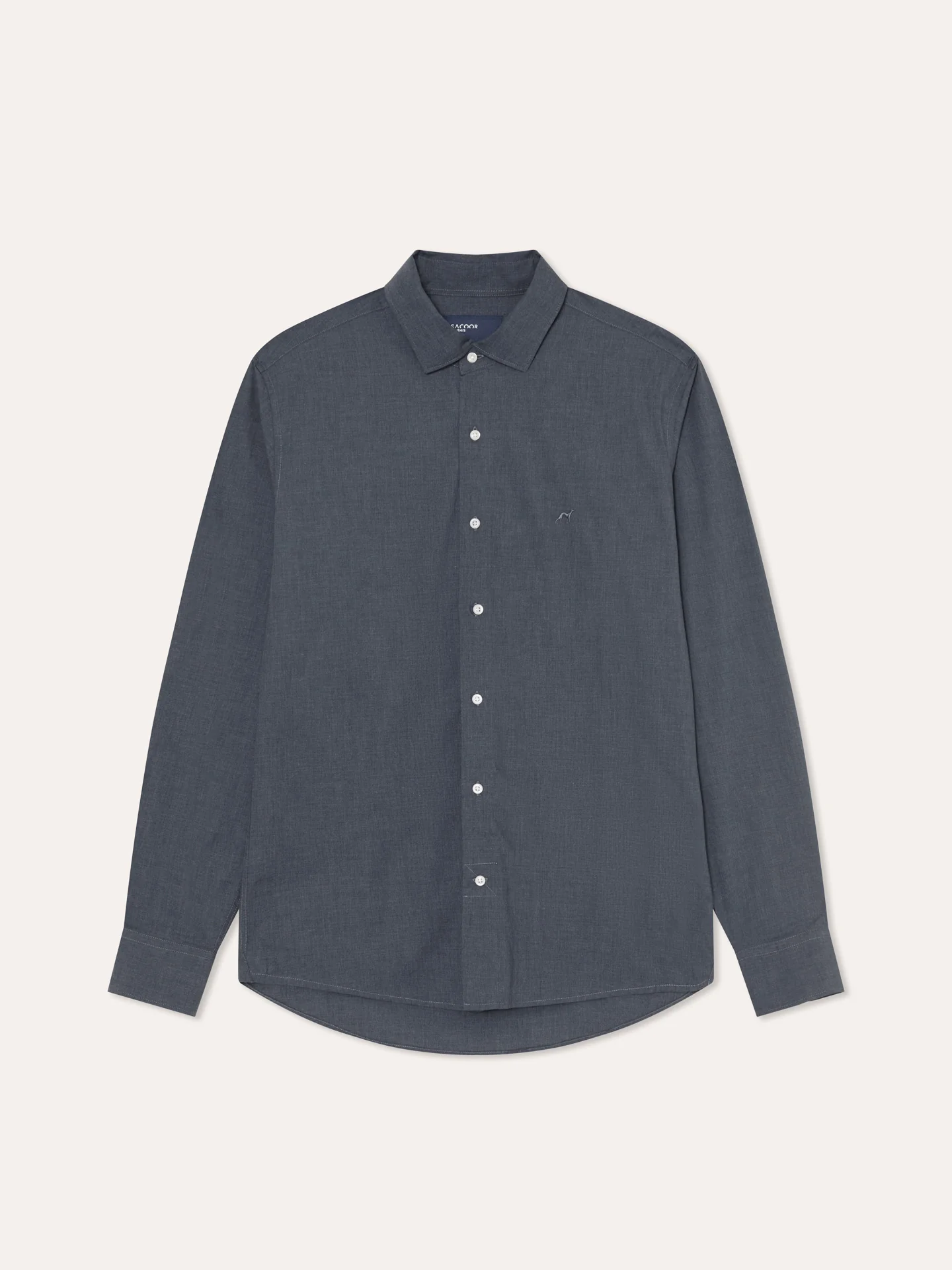 Slim Fit Mélange Cotton Shirt with Open Collar - Image 22