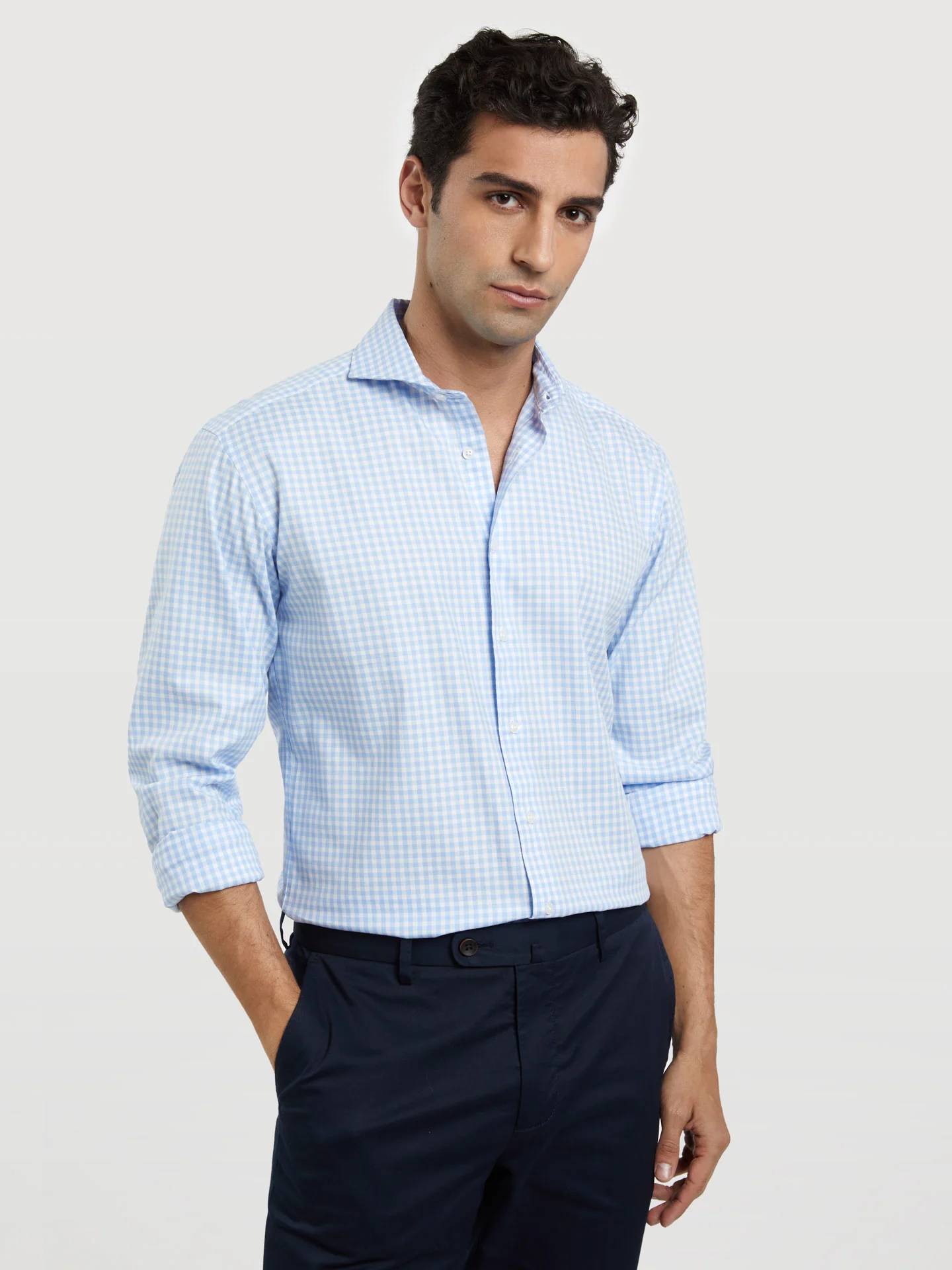 Slim fit new formal pastel checked shirt