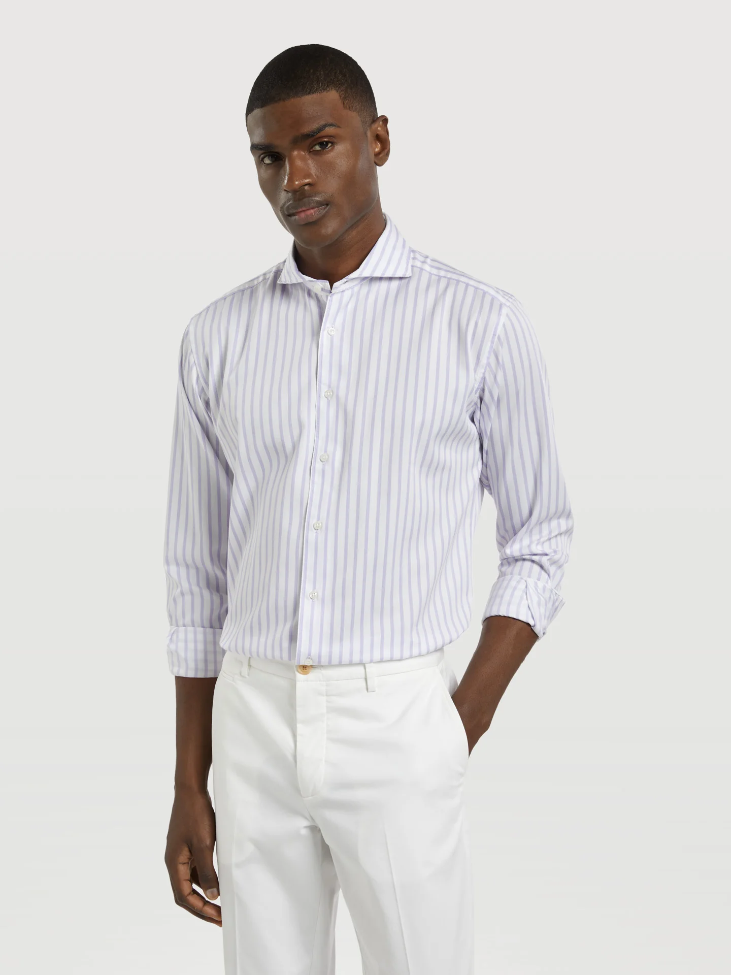 Slim fit new formal pastel striped shirt