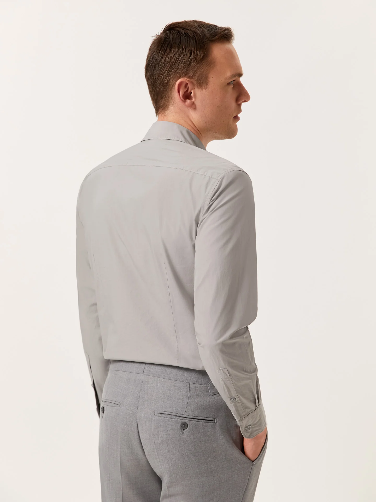 Slim Fit Overdye Poplin Shirt with Open Collar - Image 33