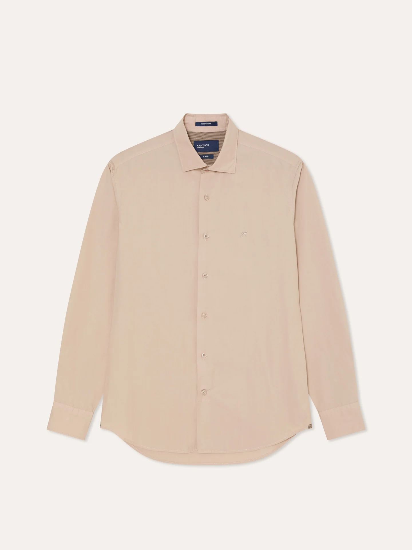 Slim Fit Overdye Poplin Shirt with Open Collar - Image 38