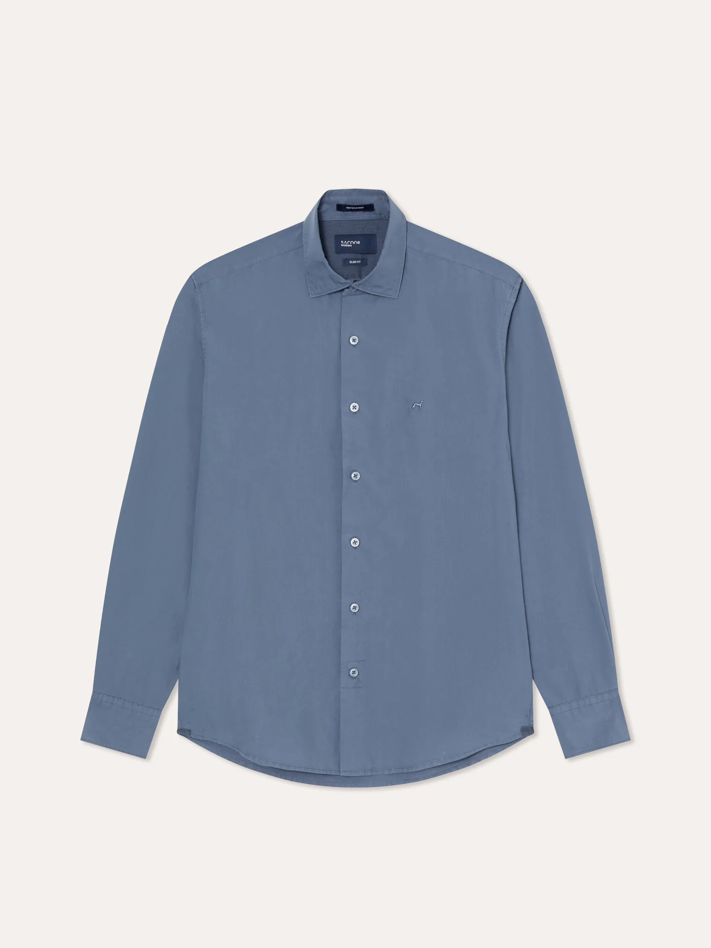 Slim Fit Overdye Poplin Shirt with Open Collar - Image 42