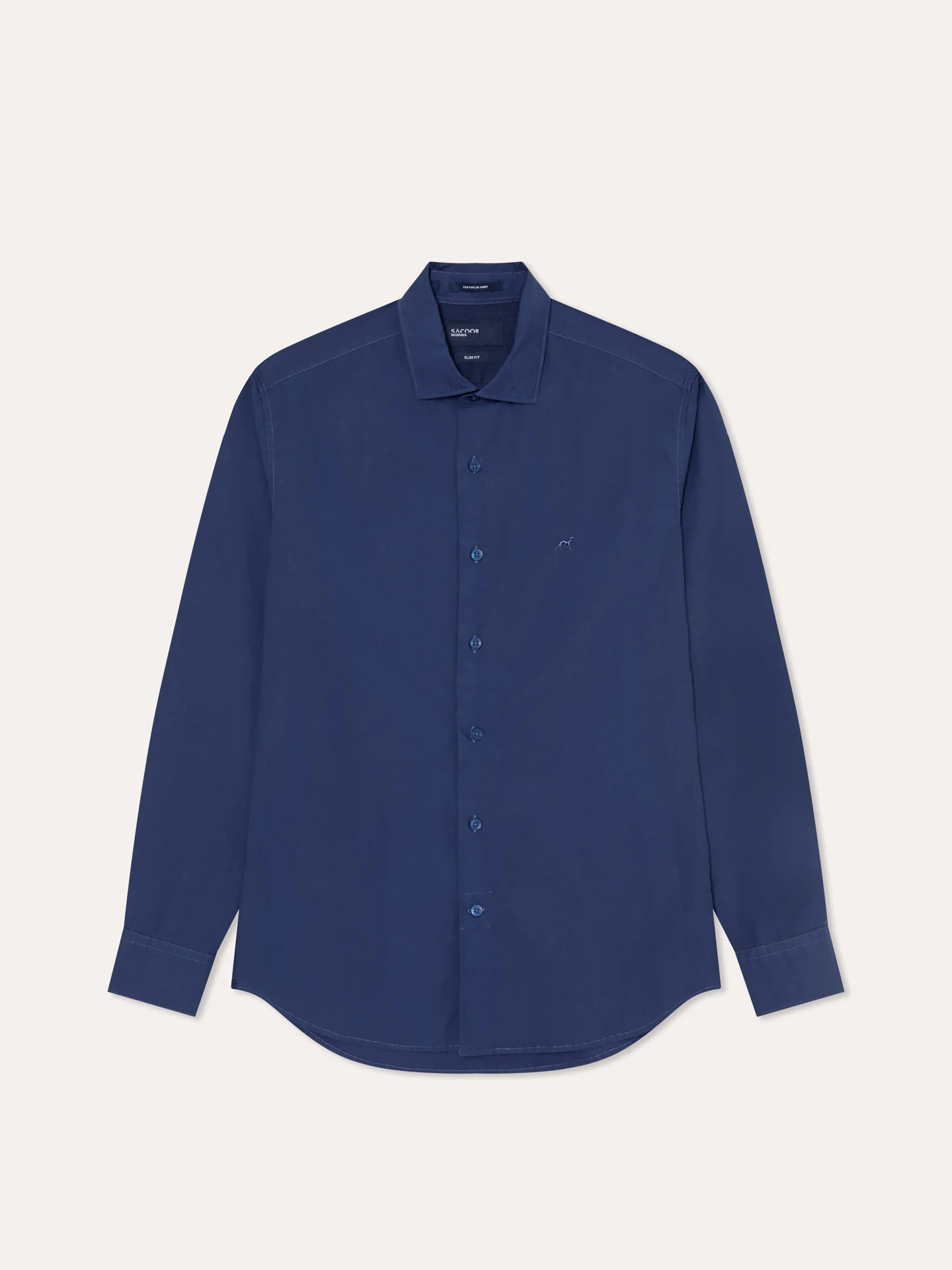 Slim Fit Overdye Poplin Shirt with Open Collar - Image 46