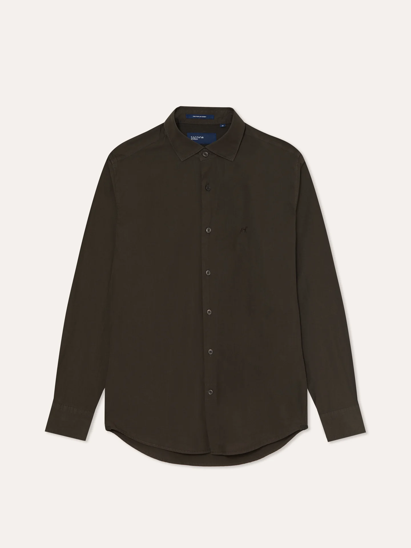 Slim Fit Overdye Poplin Shirt with Open Collar - Image 8