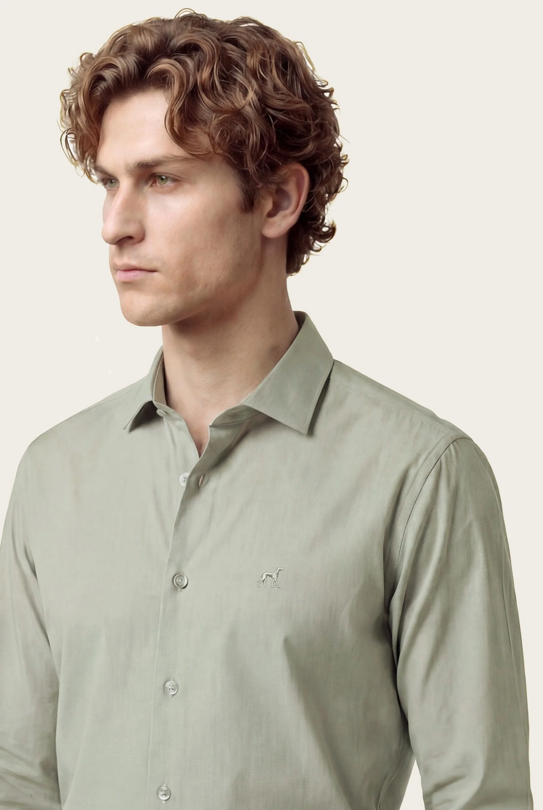 Slim Fit Overdyed Poplin Shirt With Open Collar