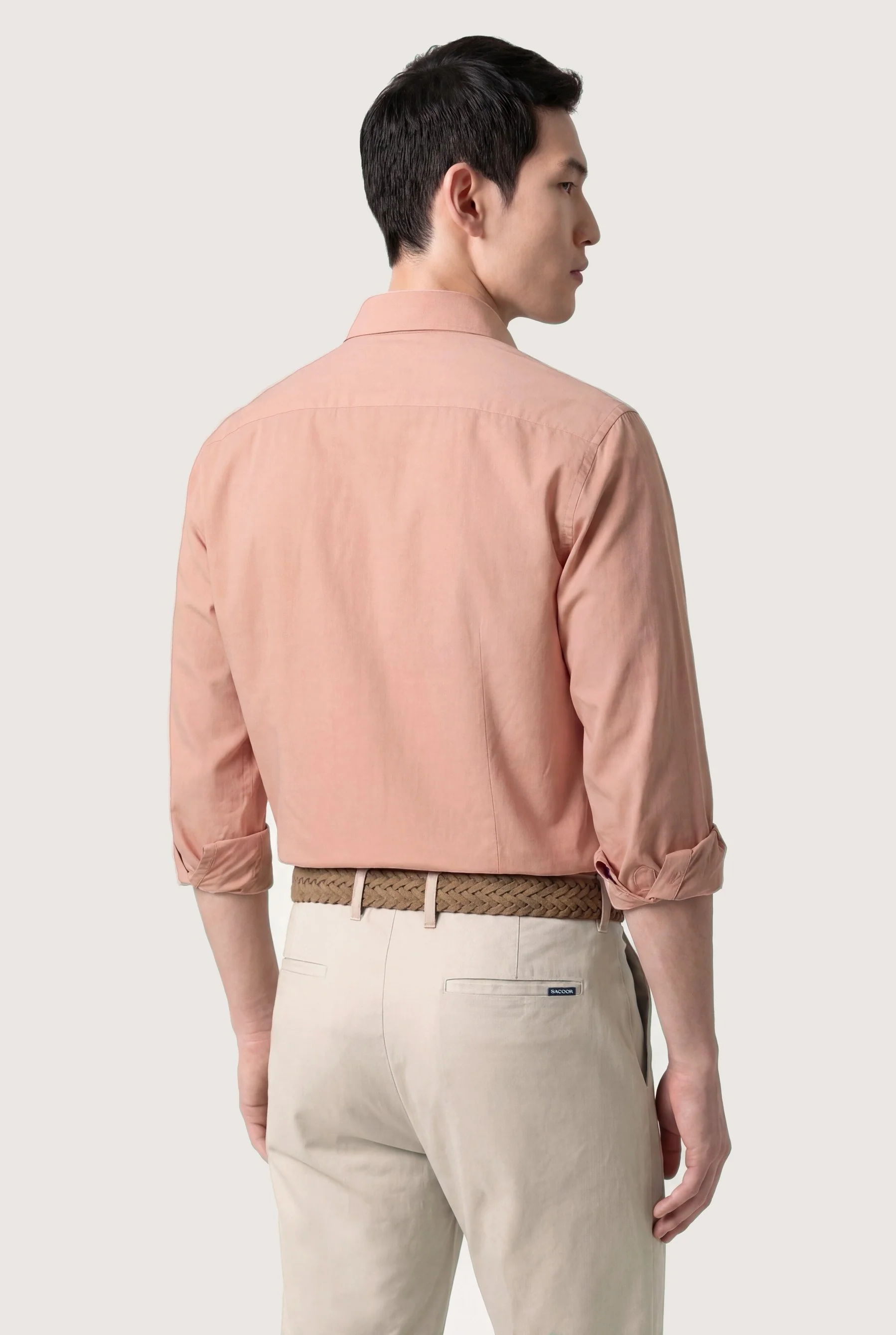Slim Fit Overdyed Poplin Shirt With Open Collar - Image 10