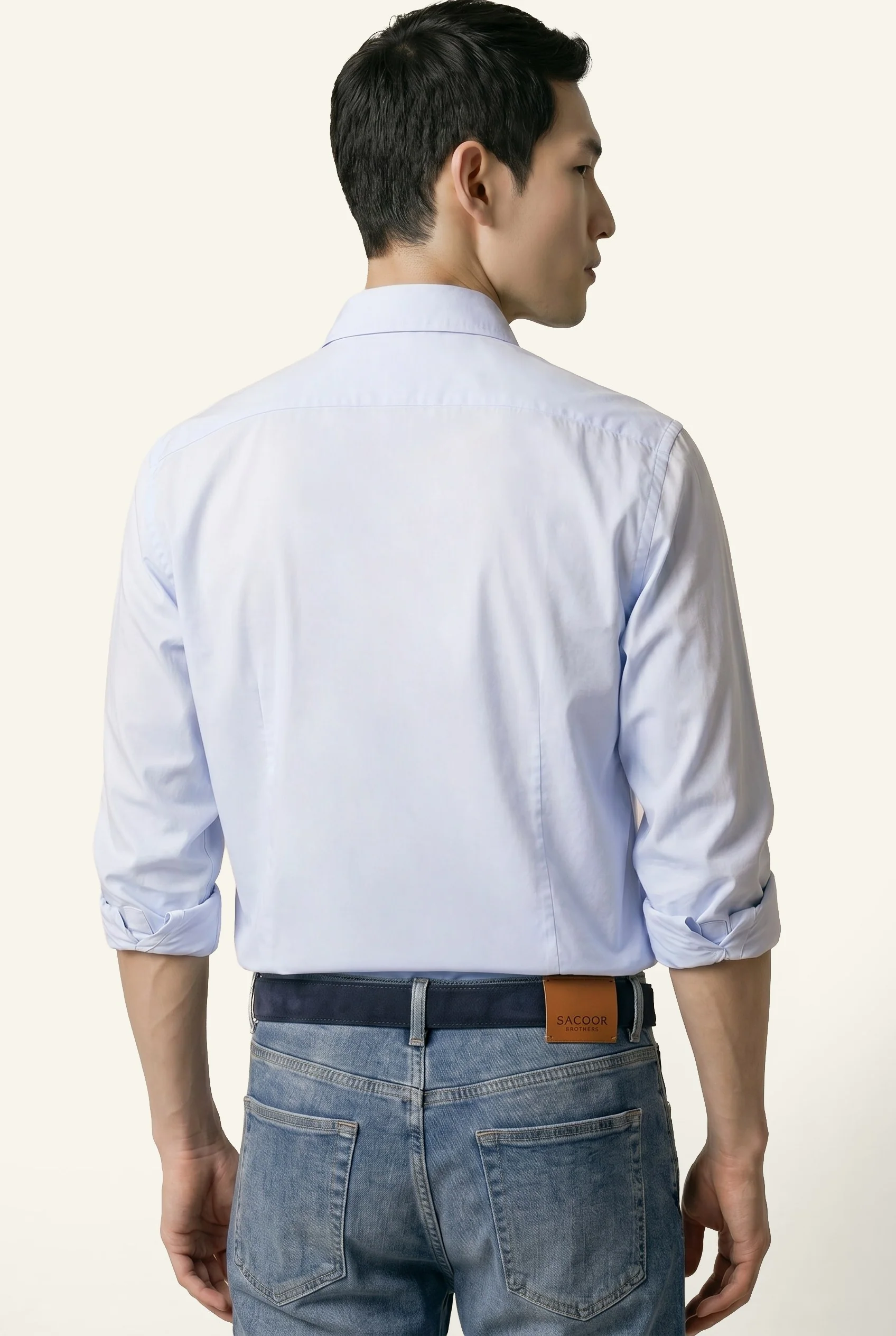 Slim Fit Overdyed Poplin Shirt With Open Collar - Image 7