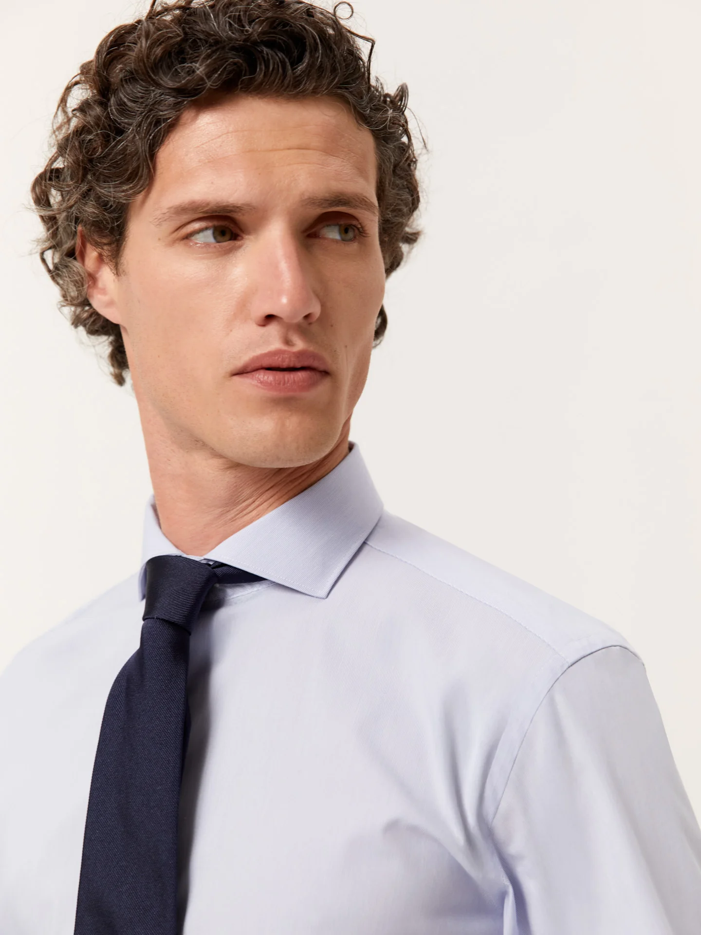 Slim Fit Performance Small Striped Shirt with Dublin Collar