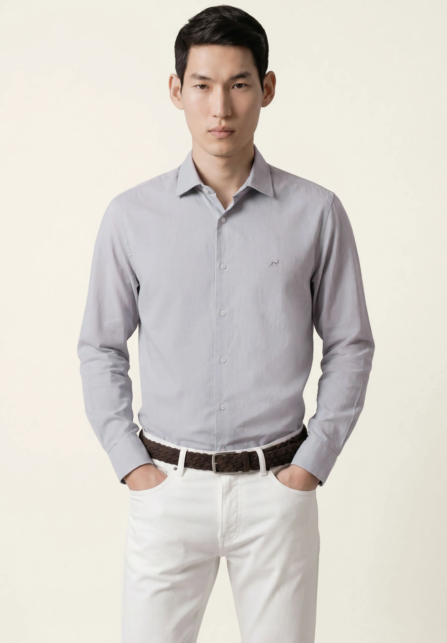 Slim Fit Pigment-Dyed trousers In Tencel Cotton And Elastane Blend - Image 38