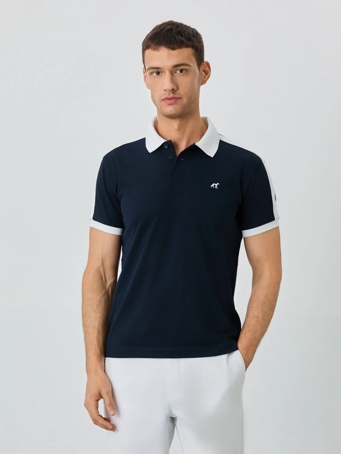 Slim Fit Piqué Polo In Recycled Polyester And Cotton Blend - Image 2