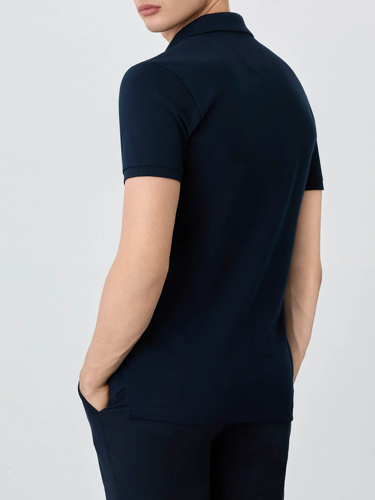 Slim Fit Piqué Polo With Ribbed Collar In Cotton Blend - Image 3
