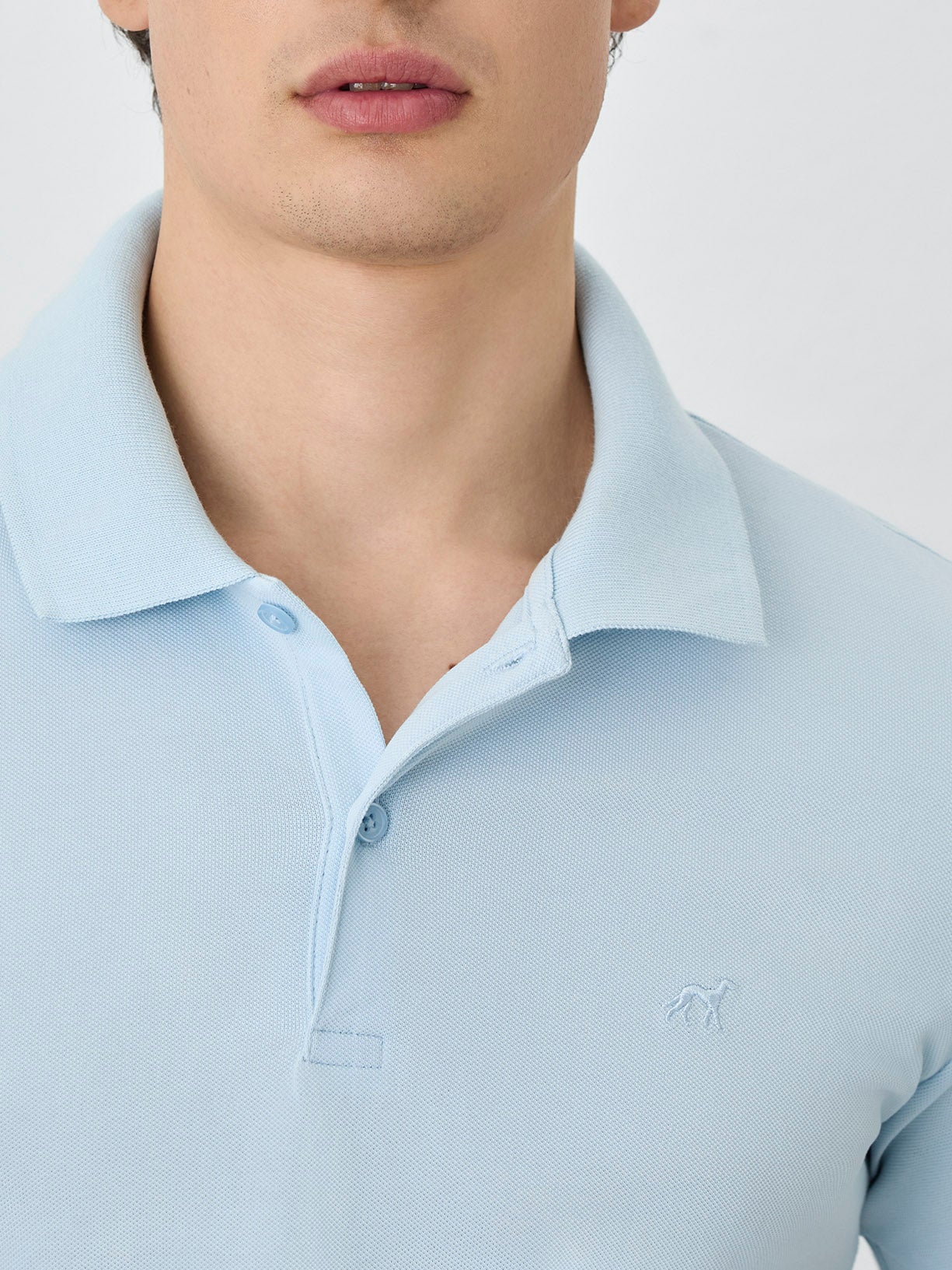 Slim Fit Piqué Polo With Ribbed Collar In Cotton Blend - Image 4