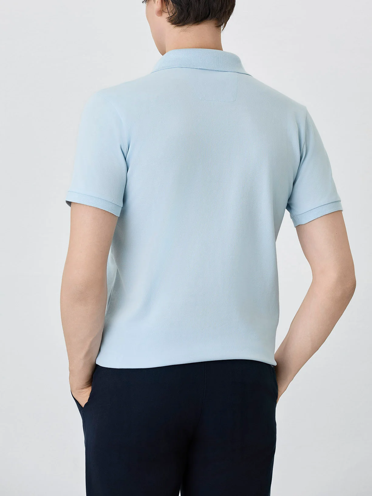 Slim Fit Piqué Polo With Ribbed Collar In Cotton Blend - Image 6