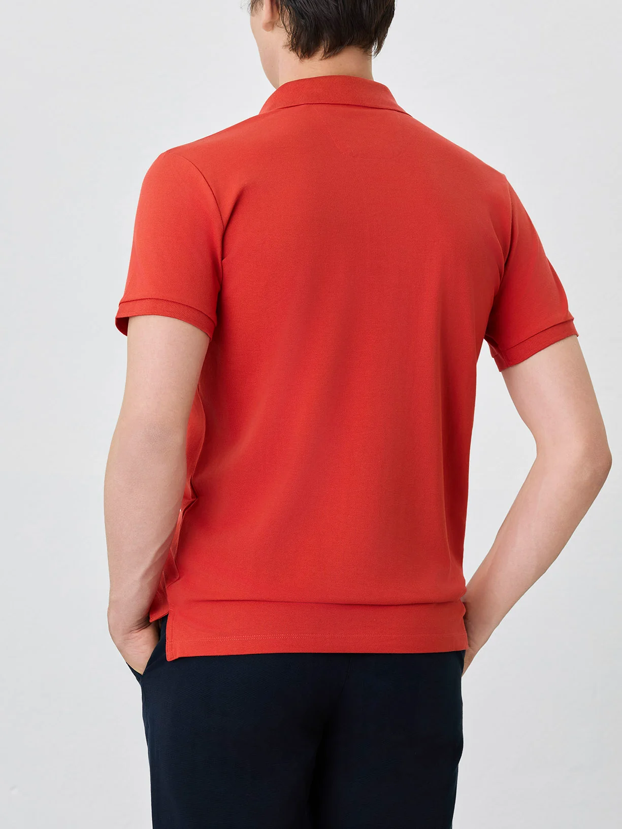 Slim Fit Piqué Polo With Ribbed Collar In Cotton Blend - Image 9