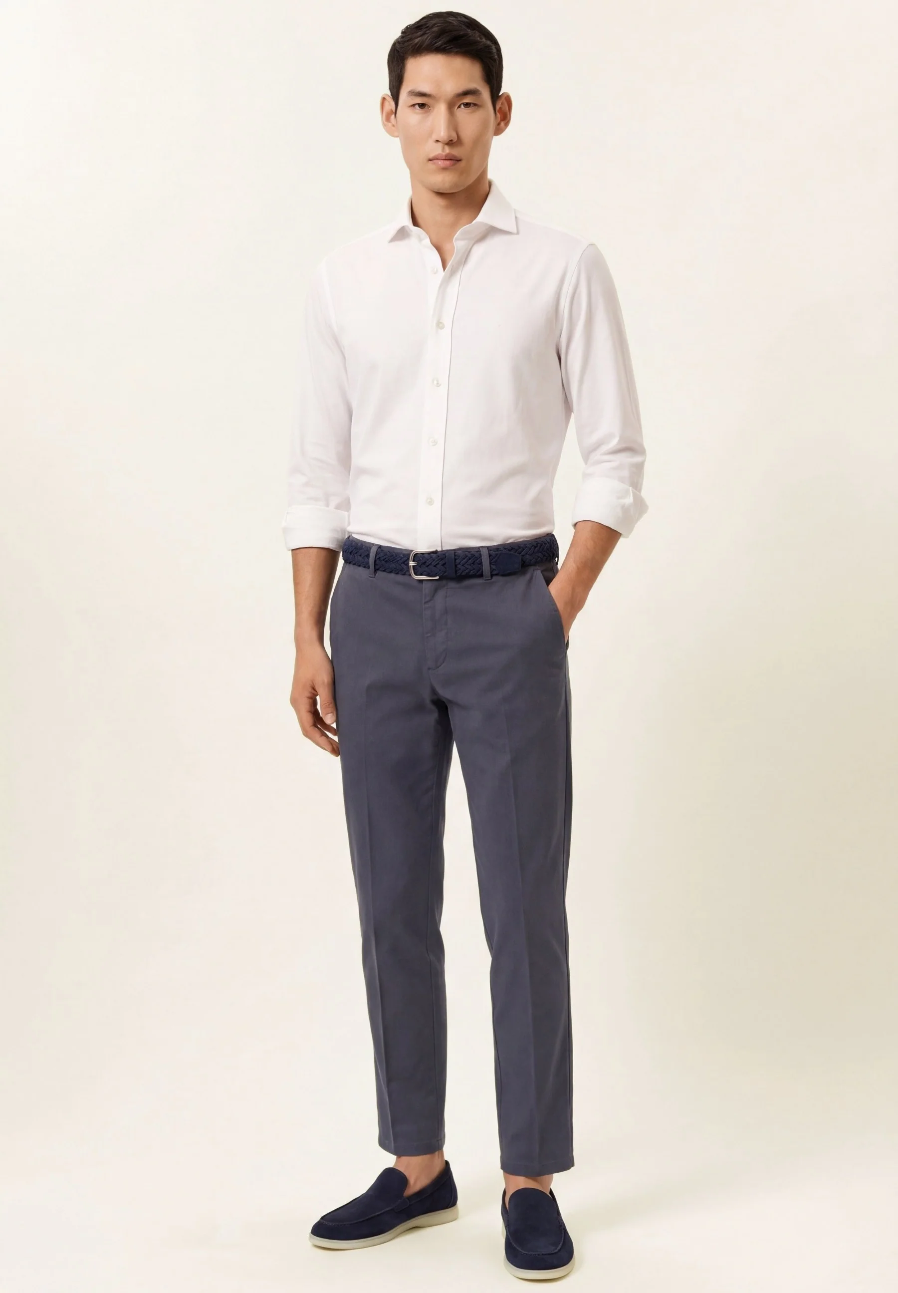 Slim Fit Piqué Shirt With Open Collar - Image 5